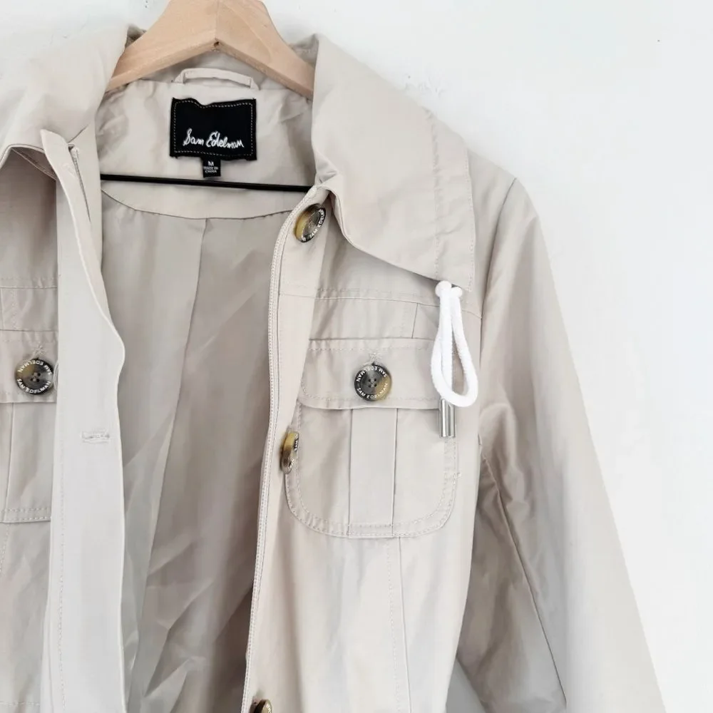 Sam Edelman Beige Drawstring Trench Coat